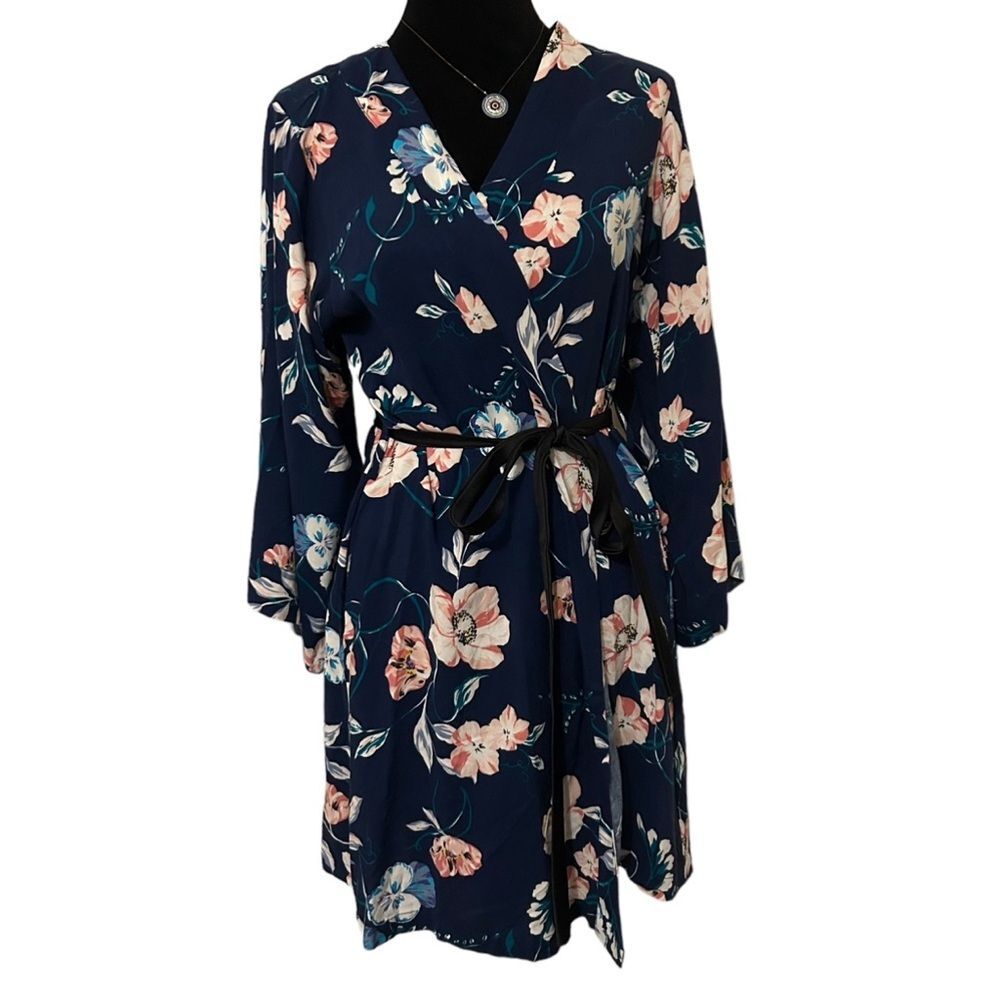 YUMI KIM Navy Floral Sweet Escape Dream Lover Kimono Robe S
